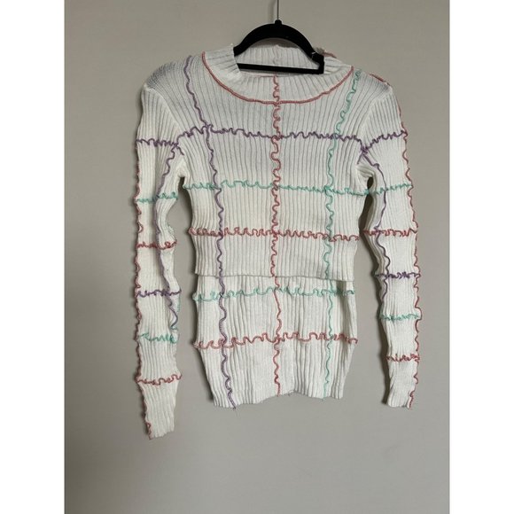 Hot & Delicious 2 Piece Top & Skirt Set Cream w/ Stripe Design - SIze Small - Picture 3 of 15